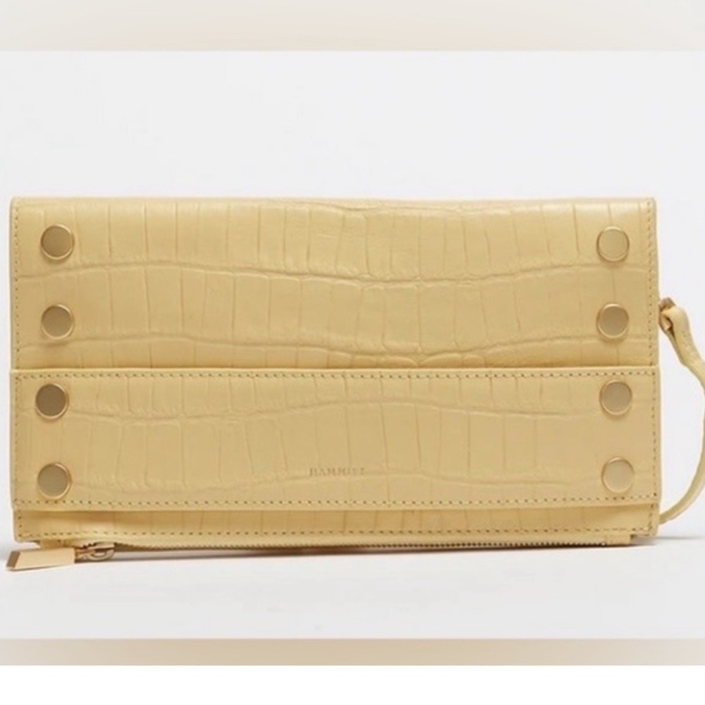 Hammitt Ryan Sunstruck Yellow Crocco Crossbody Clutch  NEW